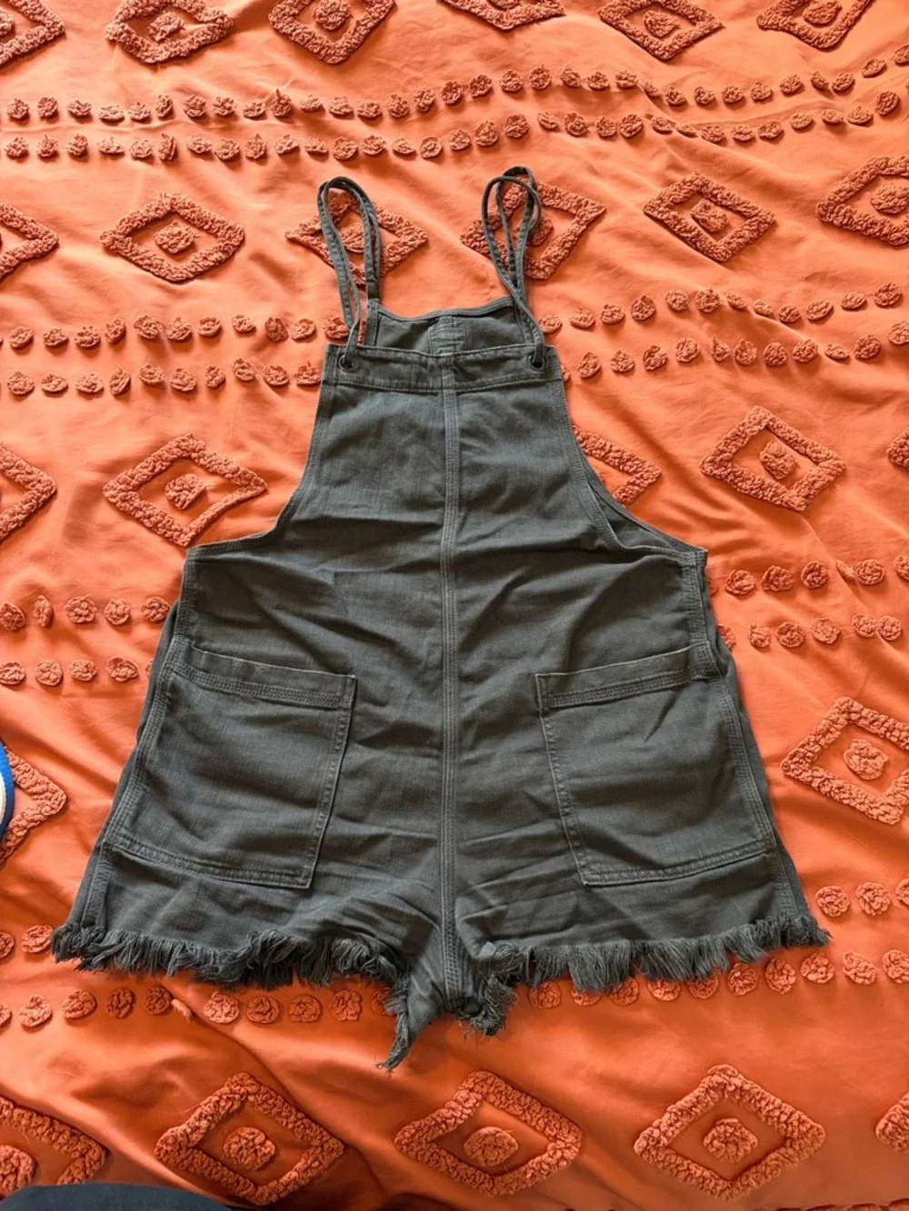 Aerie - Charcoal Gray Soft Denim Overall Shorts - Picture 3 of 4